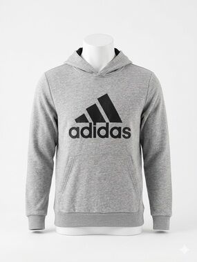 Adidas Essentials Big Logo Hoodie - Heather Gray Classic Sportswear